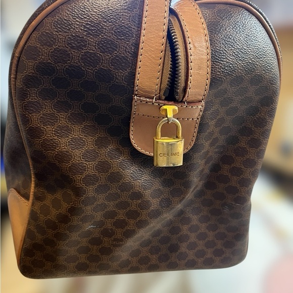 CELINE Vintage Macadam Canvas Travel Duffle Leather Trim and Clochette - Picture 7 of 16